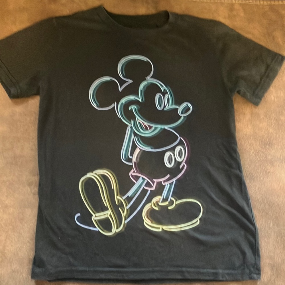 Disney Black‎ Mickey Mouse Neon Tee